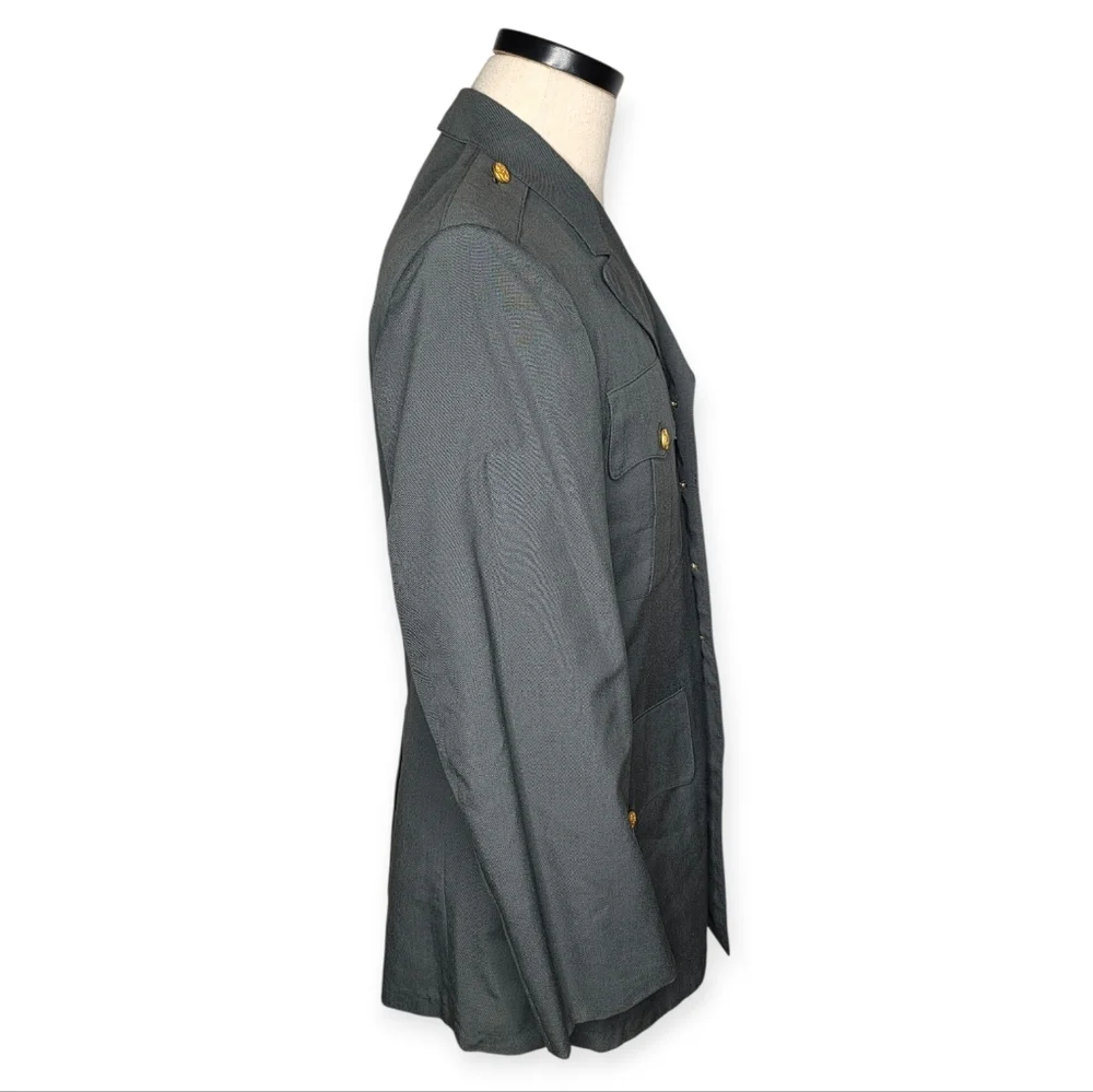 Vintage U.S. Army Dress Uniform Set Green Wool Poly Jacket 38R Pants 30x32 - Picture 3 of 15